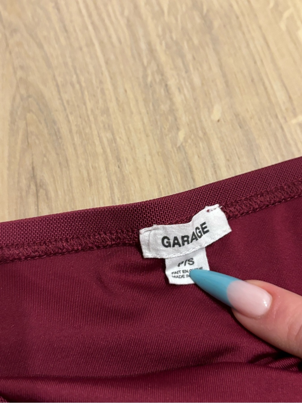 Garage Wine Red Asymmetrical Tube Top with Side Tie - Picture 2 of 2